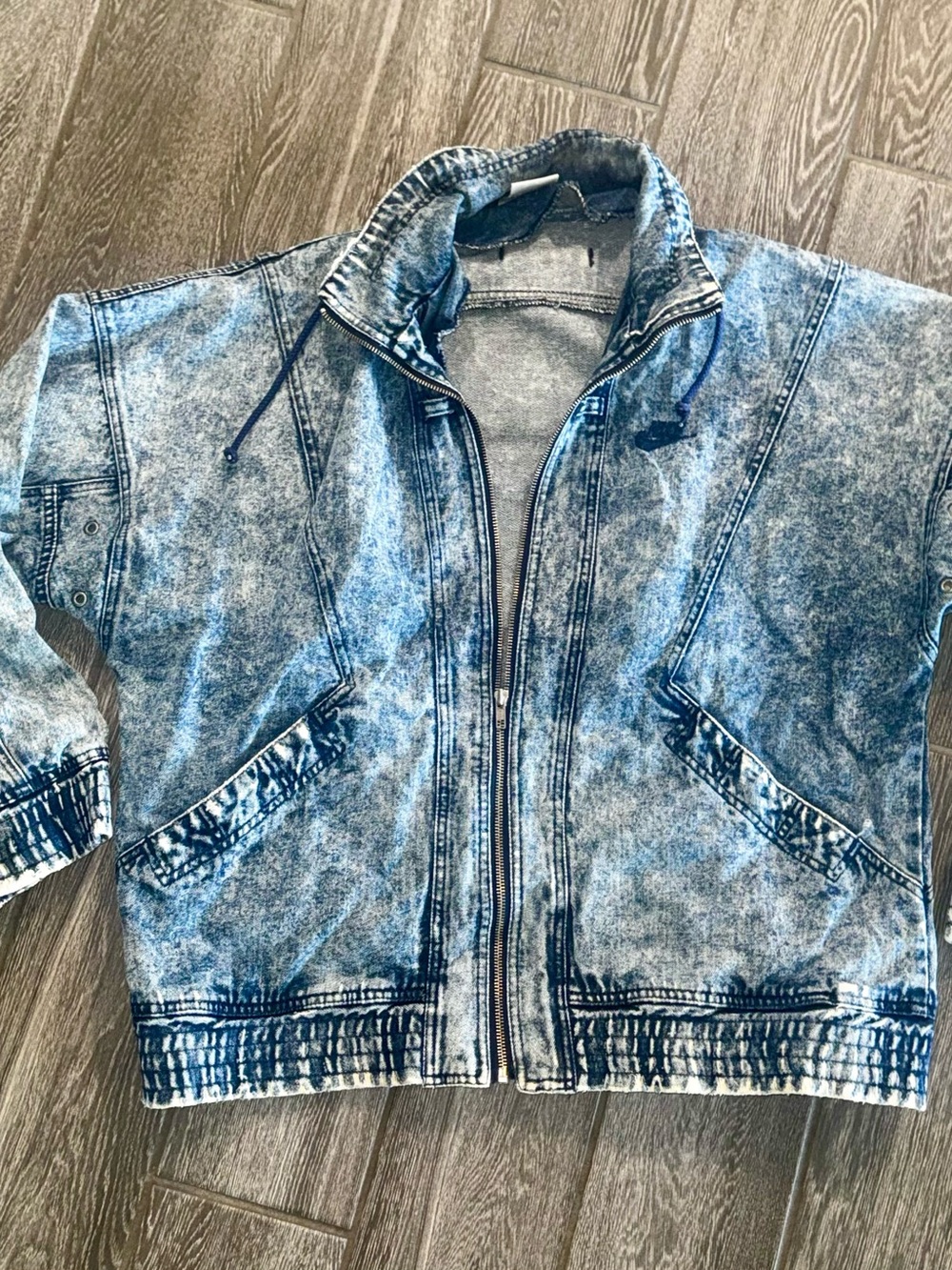 Nike vintage Acid Wash Denim Bomber Jacket